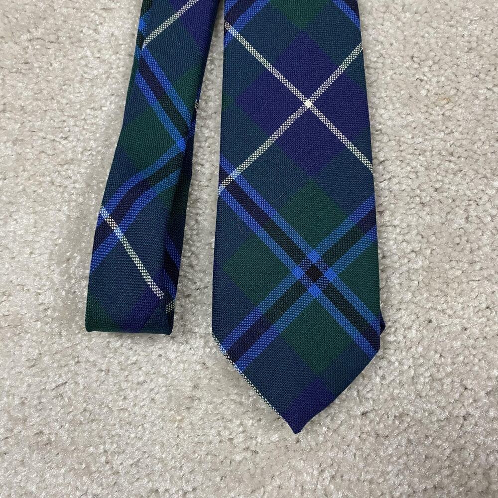 Douglas Tie Mens Blue Green Wool Tartan Plaid Necktie Scotland Preppy Ivy Prep